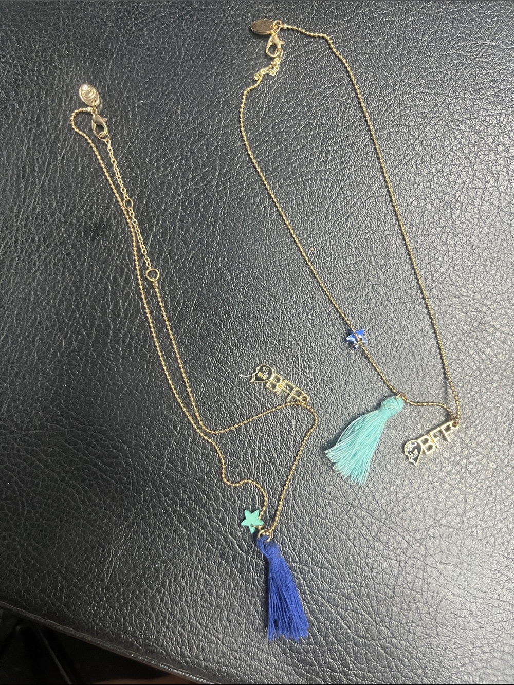 Gold-Tone BFF Tassel Necklace — Blue and Teal Options